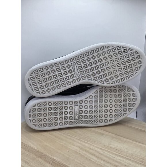 Puma Basket Heart Sneakers Shoes Womens 9.5 Patent Black Running Athletic Ribbon - Picture 6 of 7